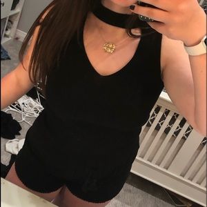 Deep V neck sweater tank top